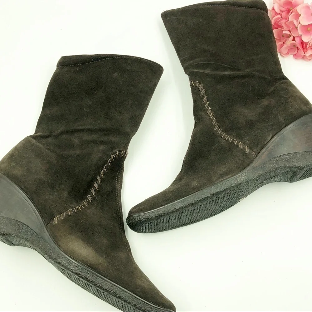 Aquatalia | Weatherproof Suede Brown Wedge Boot